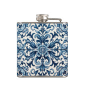 Blaue Fliesenflasche Flachmann (Rückseite)