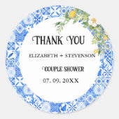 Blaue Fliesenleder Dusche Runder Aufkleber (Vorderseite)