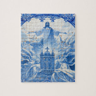 Blaue Fliesenmosaik von Jesus, Portugal Puzzle