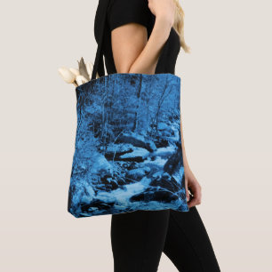 Blaue fließende Bach-Fantasie-Naturkunst Tasche