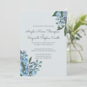 Blaue Flora Delphinium Bouquet Einladung (Stehend Vorderseite)