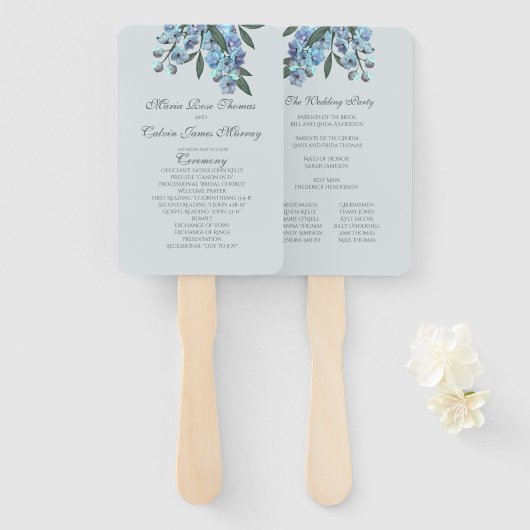 Blaue Flora Delphinium Bouquet Fächer (Vorne und Hinten)