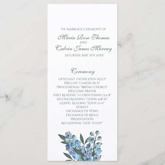 Blaue Flora Delphinium Bouquet Programm (Vorderseite)