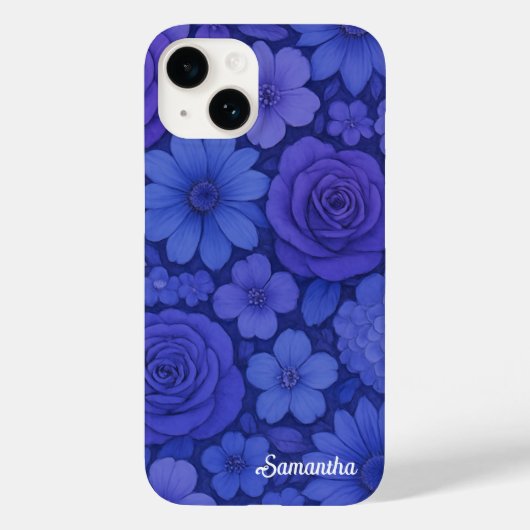 Blaue Flora Elegant Botanisch Case-Mate iPhone Hülle (Rückseite)