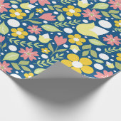 Blaue Flora Folk Art Muster Geschenkpapier (Ecke)