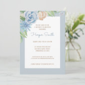 Blaue Flora Geburtstagsparty Einladung (Stehend Vorderseite)