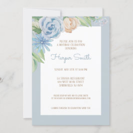 Blaue Flora Geburtstagsparty Einladung