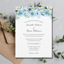 Blaue Flora Grün Elegant Moderne Hochzeit