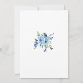 Blaue Flora Hochzeit Wasserfarbe Einladung (Rückseite)