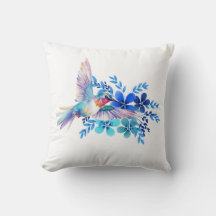 Blaue Flora Hummingbird Dekorative Wasserfarbe