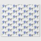 Blaue Flora Hummingbird-Wildblume Geschenkpapier (Flach)