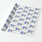 Blaue Flora Hummingbird-Wildblume Geschenkpapier (Ungerollt)