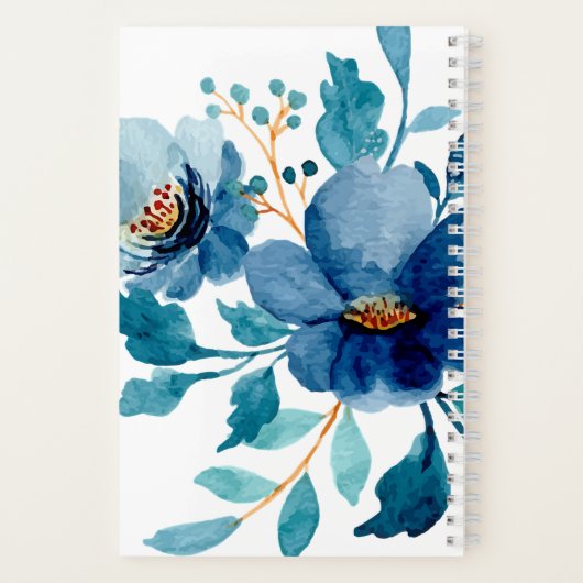 Blaue Flora Lob und Gebetszeitschrift Notizblock (Rückseite)