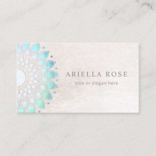 Blaue Flora Mandala Lotus Weißer Marmor Visitenkarte (Vorderseite)