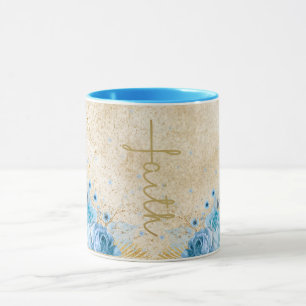 Blaue Flora mit Gold-Faith-Cross Tasse