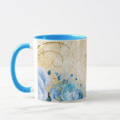 Blaue Flora mit Gold-Faith-Cross Tasse (Links)