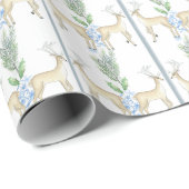 Blaue Flora mit Rentier Geschenkpapier (Rolleneckpunkt)