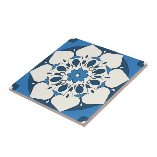 Blaue Flora-Mittelmeerkatze Fliese (Seite)