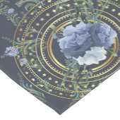 Blaue Flora Moderne Vintag Kurzer Tischläufer (Ecke)