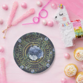 Blaue Flora Moderne Vintag Pappteller (Party)