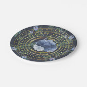 Blaue Flora Moderne Vintag Pappteller (Schrägansicht)