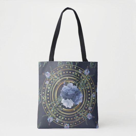 Blaue Flora Moderne Vintag Tasche (Vorderseite)