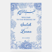 Blaue Flora Muslime - Willkommen Acrylschild (Vorderseite)