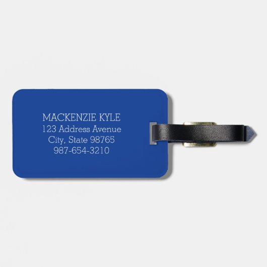 Blaue Flora Pariser Monogramm Gepäckanhänger (Rückseite horizontal)