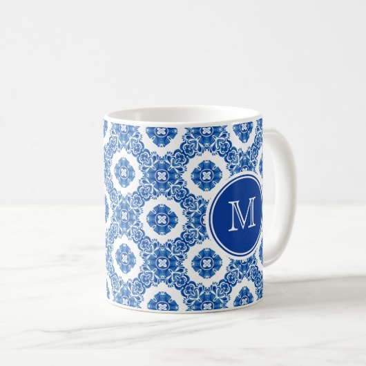 Blaue Flora Pariser Monogramm Kaffeetasse (VorderseiteRechts)