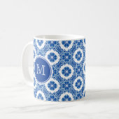 Blaue Flora Pariser Monogramm Kaffeetasse (Vorderseite Links)