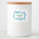 Blaue Flora Perserved Äpfel Lebensmitteletikett (Vorderseite)