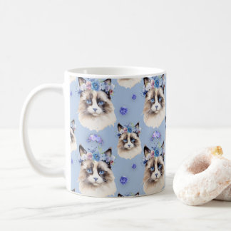 Blaue Flora Persische Katzen Kaffeetasse