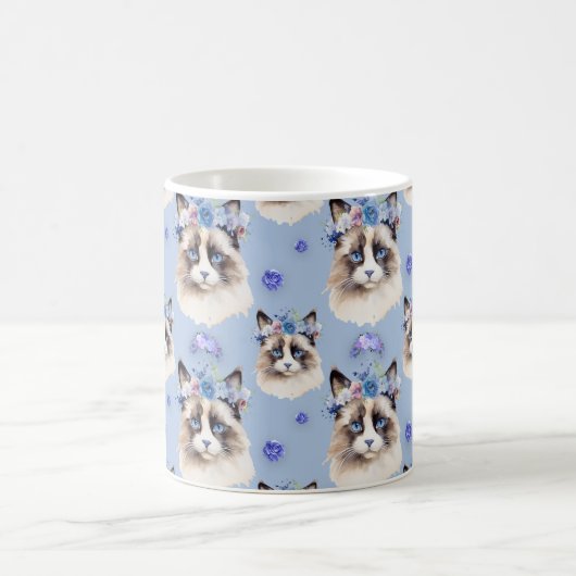 Blaue Flora Persische Katzen Kaffeetasse (Mittel)