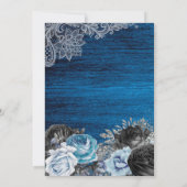 Blaue Flora Rustikale Quinceanera Einladung (Rückseite)