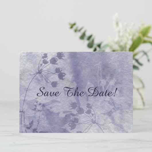 Blaue Flora Save the Date (Stehend Vorderseite)