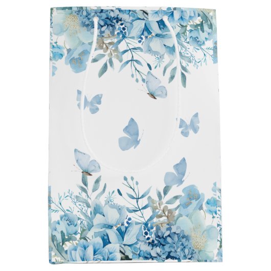 Blaue Flora-Schmetterlinge Mittlere Geschenktüte (Vorderseite)