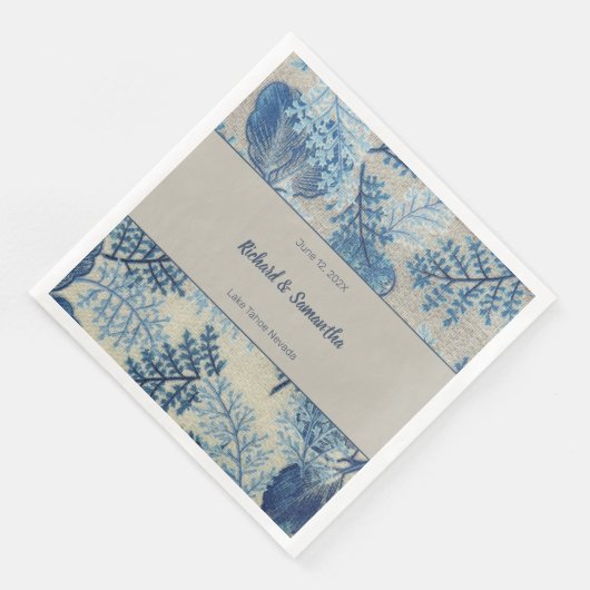 Blaue Flora Serviette (Ecke)