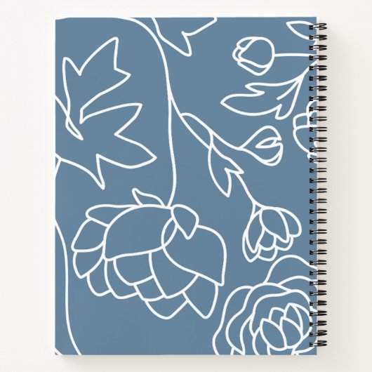 Blaue Flora und Blume Notizblock (Rückseite)