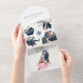 Blaue Flora und Fauna All In One Einladung (Abreißen)