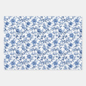 Blaue Flora und Fauna Vintag Geschenkpapier Set (Vorderseite 2)