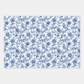 Blaue Flora und Fauna Vintag Geschenkpapier Set (Vorderseite)