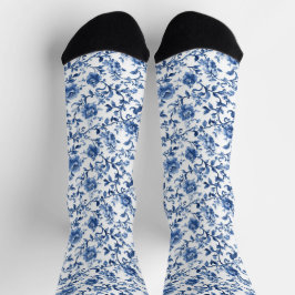 Blaue Flora und Fauna Vintag Socken