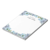 Blaue Flora vom Schreibtisch aus, Personalisiert Notizblock (Rotiert)