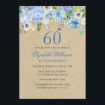 Blaue Flora Wasserfarbe 60. Geburtstag Einladung<br><div class="desc">Mehr blumige Geburtstagseinladungen im Kleinen Bayleigh-Laden!</div>