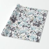 Blaue Flora Wasserfarbe Clematien Wein Geschenkpapier (Ungerollt)