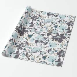 Blaue Flora Wasserfarbe Clematien Wein Geschenkpapier