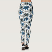 Blaue Flora Wasserfarbe Leggings Frauen (Rückseite)
