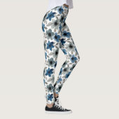 Blaue Flora Wasserfarbe Leggings Frauen (Rechts)