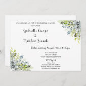 Blaue Flora Wasserfarbe Moderne Probe Abendessen Einladung (Vorne/Hinten)