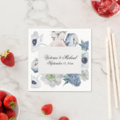 Blaue Flora Wasserfarbe Napkins Serviette (Beispiel)